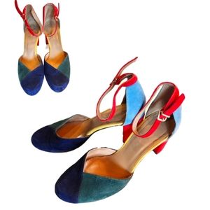 Anthropologie Ankle Strap Block Heels